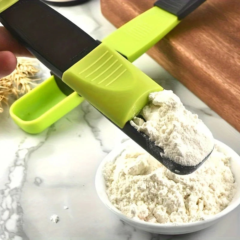 Adjustable Measuring Spoon, Double-Ended Baking Scoop with Scale, Plastic Kitchen Tool for Flour, Sugar and Cocoa - product view 4