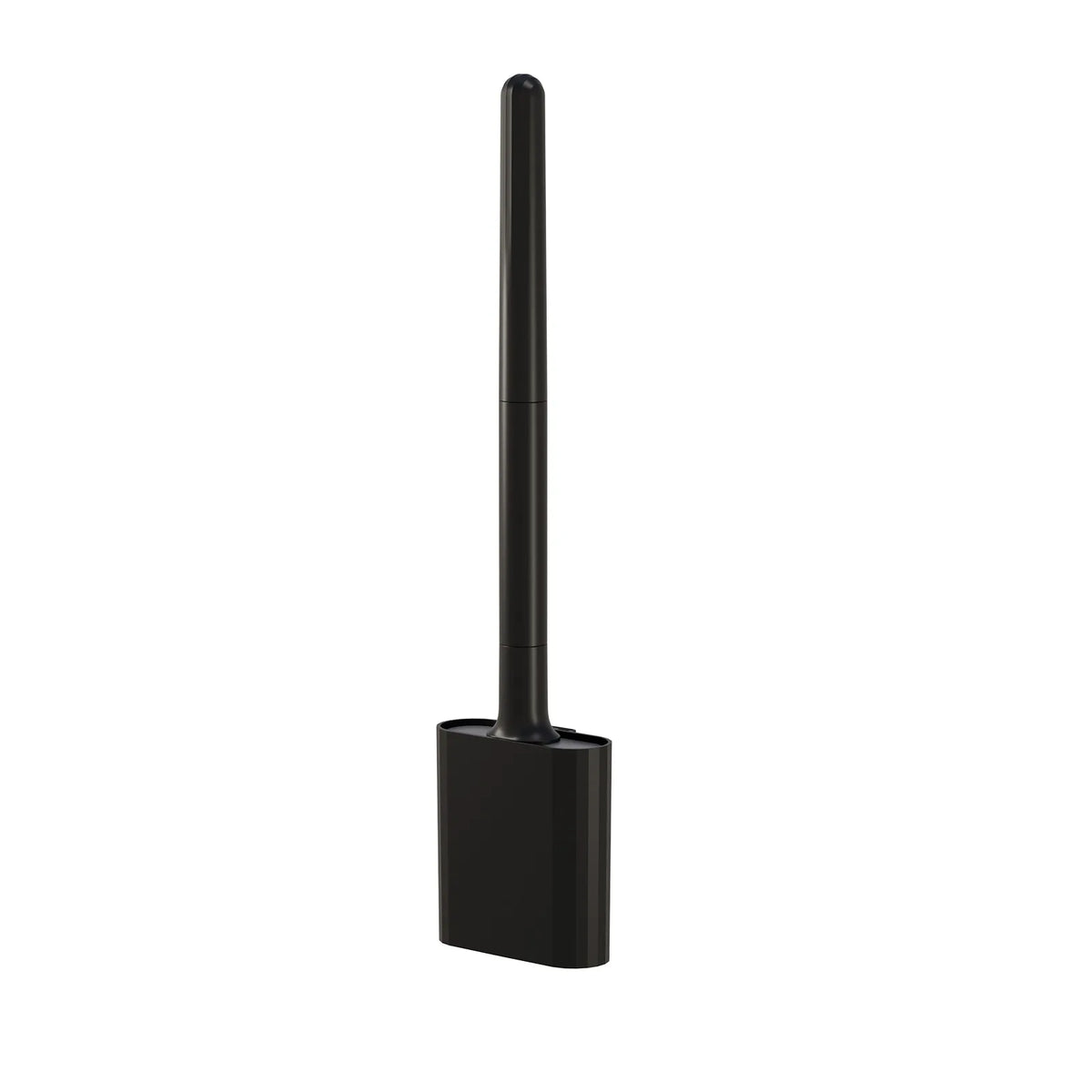 Silicone Toilet Brush with Holder, Rectangular Plastic Bathroom Brush, Flat Head, Quick-Drying Storage, White or Black - product view 2