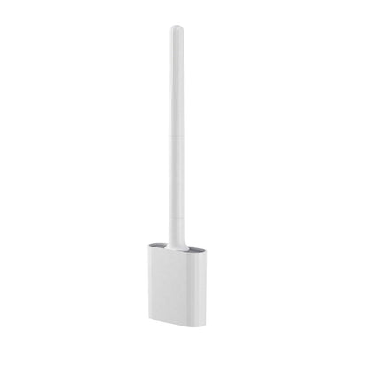 Silicone Toilet Brush with Holder, Rectangular Plastic Bathroom Brush, Flat Head, Quick-Drying Storage, White or Black - product view 4