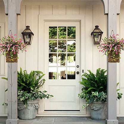 Artificial Spring Floral Garland, Round Plastic Wildflower Door Basket Wreath for Seasonal Home Décor - product view 5