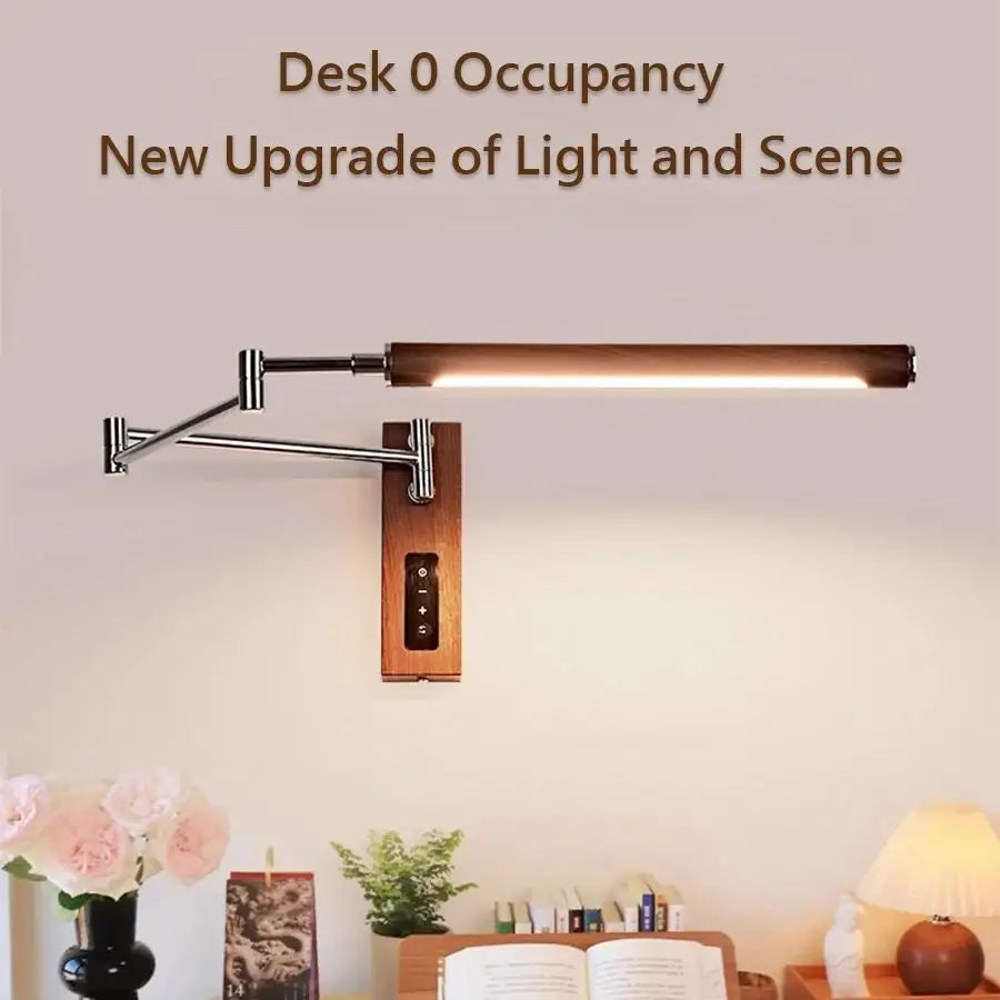 Plug-In Swing Arm Wall Sconce, Dimmable LED Bulb, Iron Japanese-Style Bedroom, Foyer or Study Lighting - product view 2