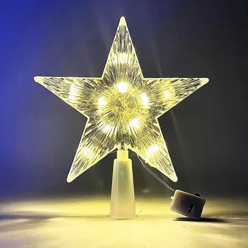 Christmas Tree Topper Star, 15 cm Transparent LED Glowing Ornament, Warm or Colorful Light for Holiday Tree Decor - product view 1