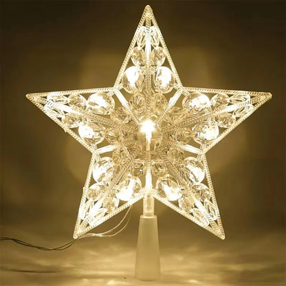 Christmas Tree Topper Star, 15 cm Transparent LED Glowing Ornament, Warm or Colorful Light for Holiday Tree Decor - product view 3