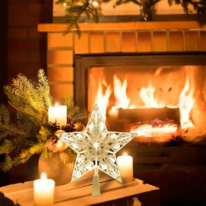 Christmas Tree Topper Star, 15 cm Transparent LED Glowing Ornament, Warm or Colorful Light for Holiday Tree Decor - product view 6