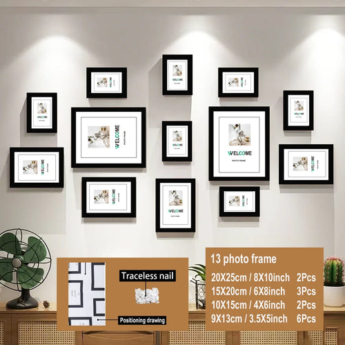 13-Piece Wood Picture Frame Set, Rectangle Multi-Size Photo Display with 8×10, 6×8, 4×6 and 3.5×5 Inch Frames - product view 1