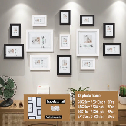 13-Piece Wood Picture Frame Set, Rectangle Multi-Size Photo Display with 8×10, 6×8, 4×6 and 3.5×5 Inch Frames - product view 2