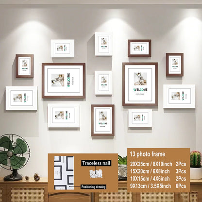 13-Piece Wood Picture Frame Set, Rectangle Multi-Size Photo Display with 8×10, 6×8, 4×6 and 3.5×5 Inch Frames - product view 3