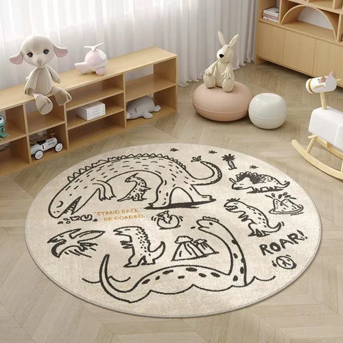 Round Floral Area Rug, Soft 100% Polyester Machine-Made Jacquard Carpet with Non-Slip Design, 40cm to 120cm Sizes - product view 1