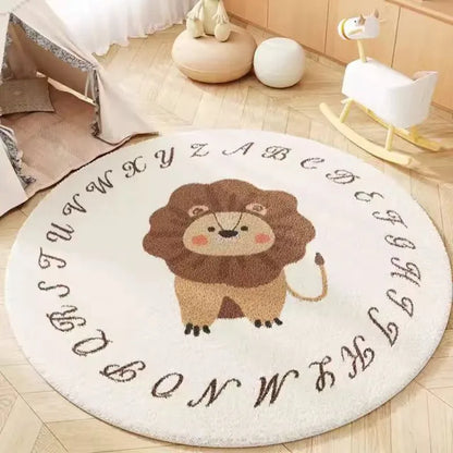 Round Floral Area Rug, Soft 100% Polyester Machine-Made Jacquard Carpet with Non-Slip Design, 40cm to 120cm Sizes - product view 2