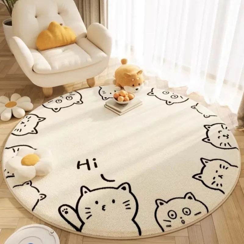 Round Floral Area Rug, Soft 100% Polyester Machine-Made Jacquard Carpet with Non-Slip Design, 40cm to 120cm Sizes - product view 3