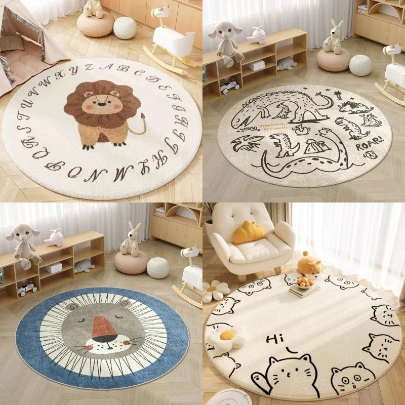 Round Floral Area Rug, Soft 100% Polyester Machine-Made Jacquard Carpet with Non-Slip Design, 40cm to 120cm Sizes - product view 5