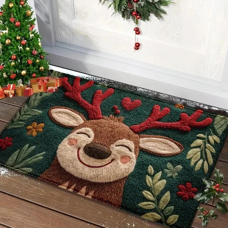 Christmas Doormat, Non-Slip 100% Polyester Cartoon Design, Fade-Resistant Outdoor Entrance Mat in 3 Sizes - product view 2