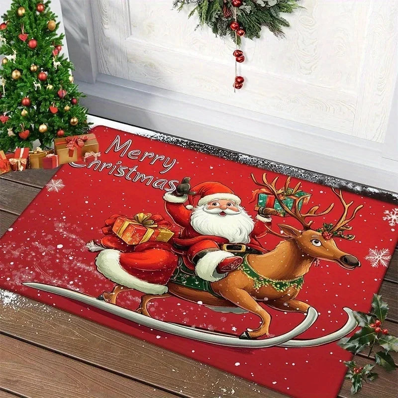 Christmas Doormat, Non-Slip 100% Polyester Cartoon Design, Fade-Resistant Outdoor Entrance Mat in 3 Sizes - product view 3
