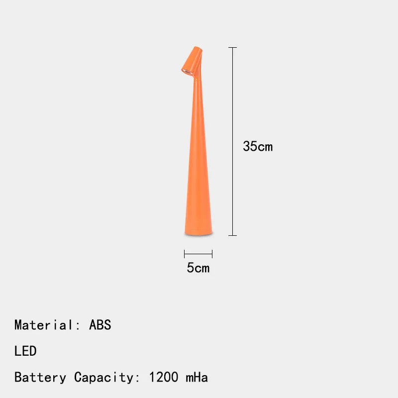 Rechargeable LED Table Lamp, Touch On/Off Switch, ABS Plastic Body, Art Deco Finish, 5V, Orange, Red, White or Black - product view 1