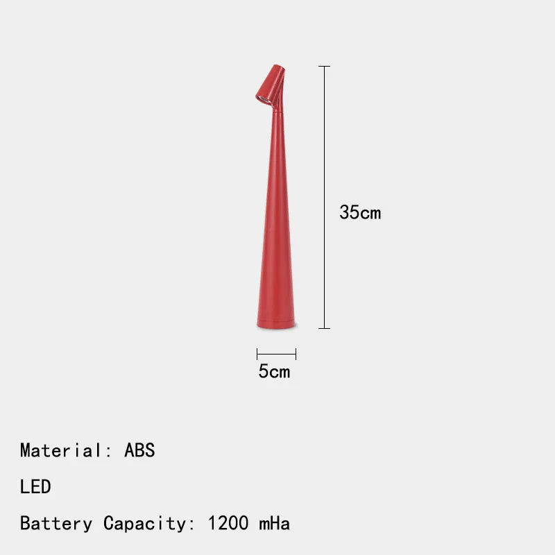 Rechargeable LED Table Lamp, Touch On/Off Switch, ABS Plastic Body, Art Deco Finish, 5V, Orange, Red, White or Black - product view 2