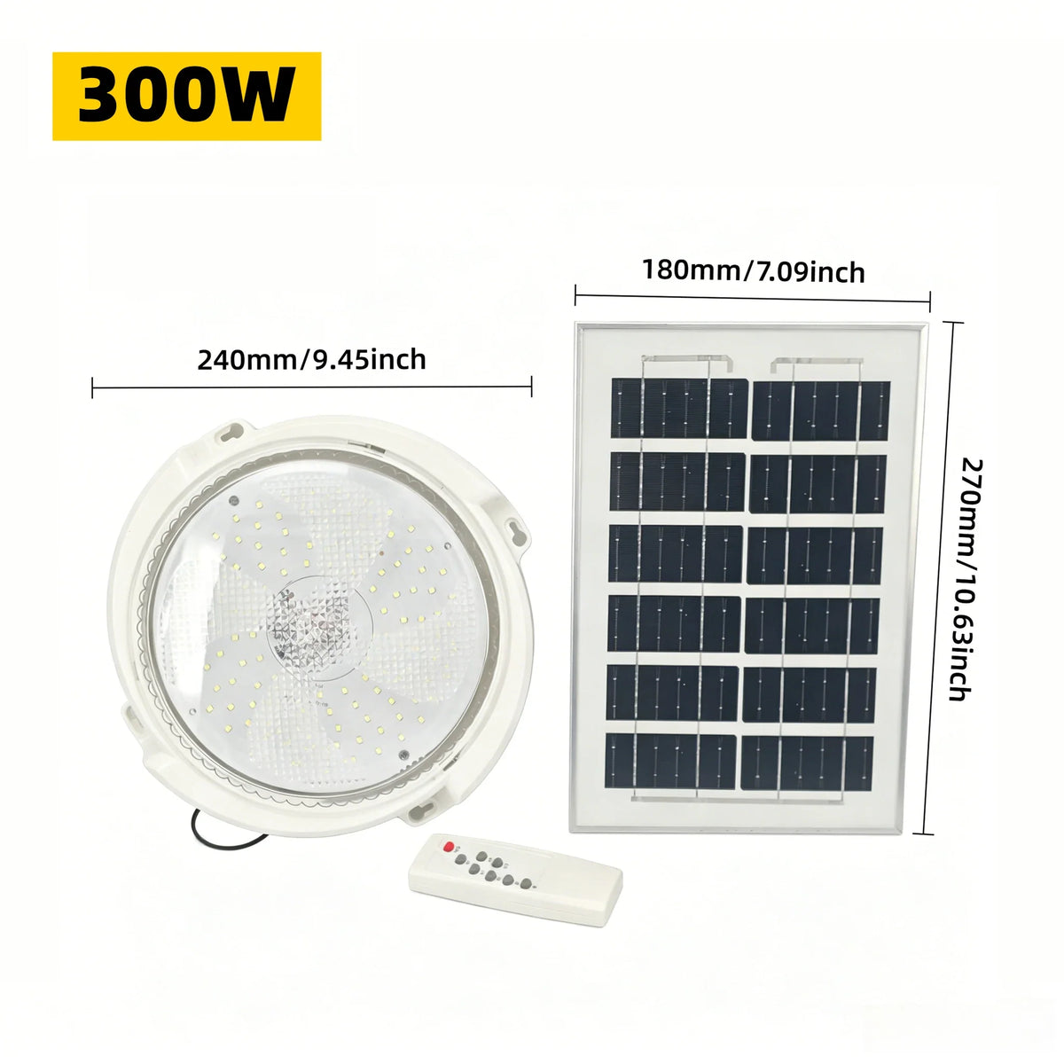 Solar Ceiling Light, Self-Contained LED Courtyard Light with Included Battery and Bulb, 60W to 500W Options for Indoor or Outdoor Use - product view 3