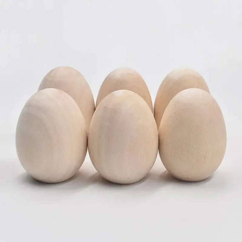 Unfinished Wooden Eggs, 10-Piece Solid Wood Faux Egg Set for Easter Baskets, Painting, DIY Crafts and Party Décor - product view 2