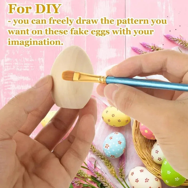 Unfinished Wooden Eggs, 10-Piece Solid Wood Faux Egg Set for Easter Baskets, Painting, DIY Crafts and Party Décor - product view 5