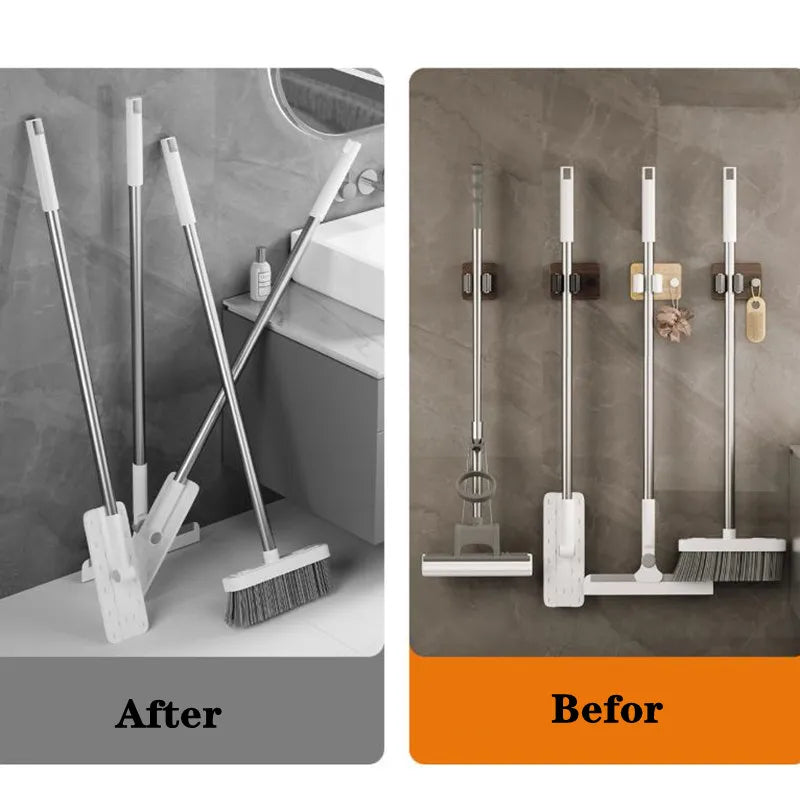 Wall Mounted Broom Holder, No-Drill Adhesive Mop Clip, Multiple-Use Tool Organizer for Smooth Kitchen and Bathroom Walls - product view 6