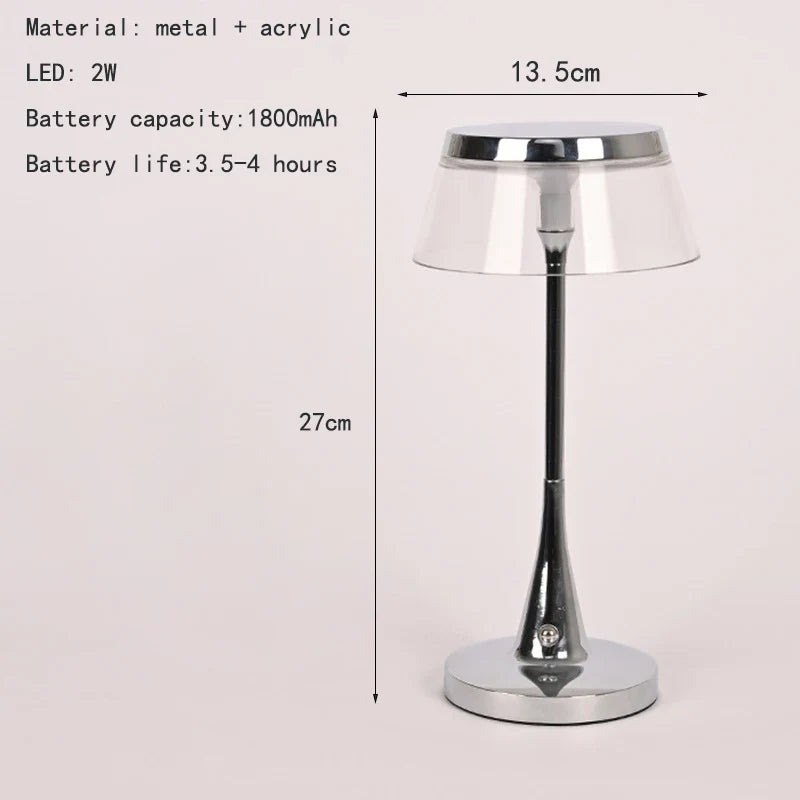 Rechargeable LED Table Lamp, Metal and Plastic Body, Included Bulbs and Battery, 5V Power, Changeable Light Color for Bedroom - product view 1