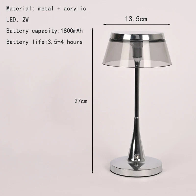 Rechargeable LED Table Lamp, Metal and Plastic Body, Included Bulbs and Battery, 5V Power, Changeable Light Color for Bedroom - product view 3