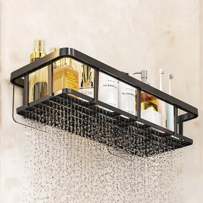 Corner Shower Shelf, Non-Perforated Wall-Mounted Bathroom Storage Rack, Waterproof PP Plastic, Black 2-Piece Set - product view 5