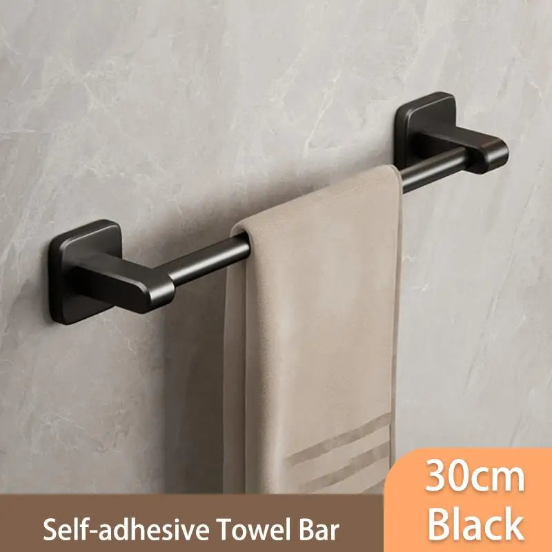 Adhesive Towel Bar, No-Drill Bathroom Towel Holder with Aluminum Alloy Rod, 30, 40 or 50 cm Options - product view 1