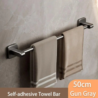 Adhesive Towel Bar, No-Drill Bathroom Towel Holder with Aluminum Alloy Rod, 30, 40 or 50 cm Options - product view 2