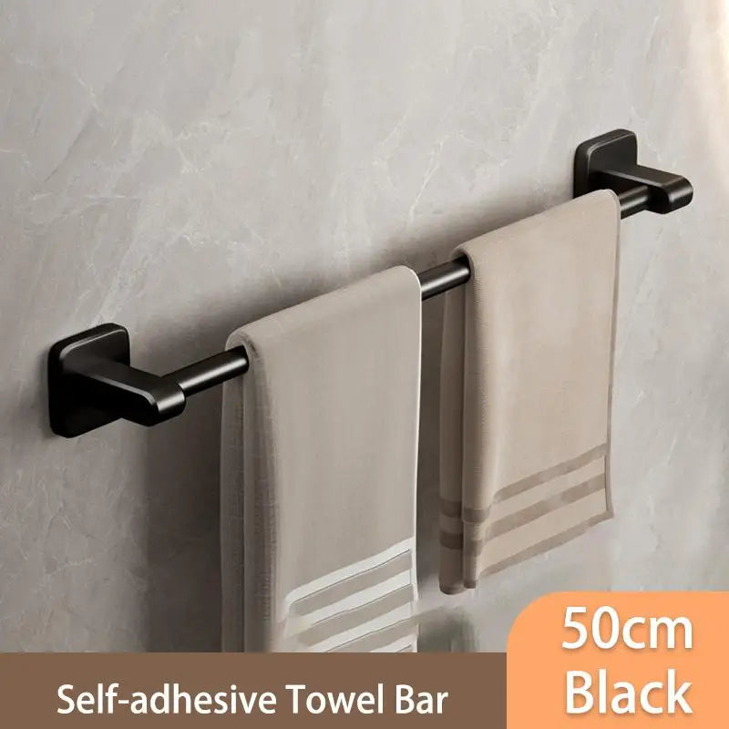 Adhesive Towel Bar, No-Drill Bathroom Towel Holder with Aluminum Alloy Rod, 30, 40 or 50 cm Options - product view 3