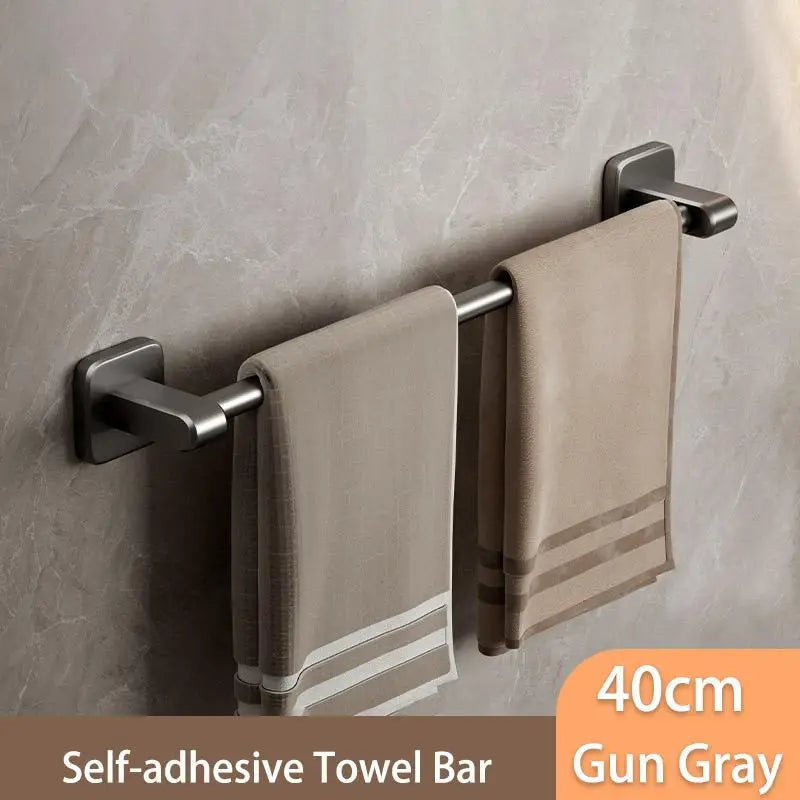 Adhesive Towel Bar, No-Drill Bathroom Towel Holder with Aluminum Alloy Rod, 30, 40 or 50 cm Options - product view 5