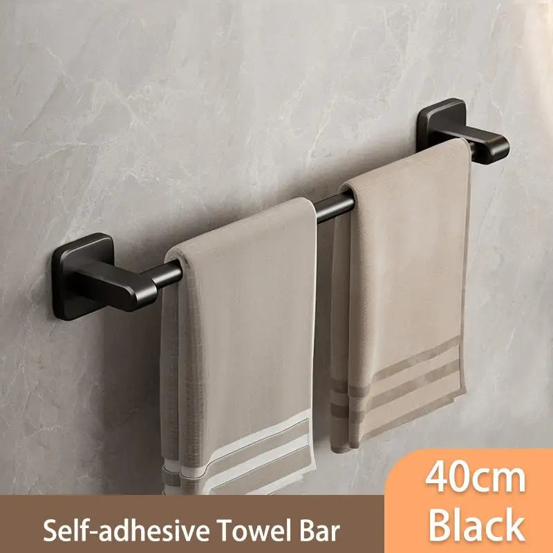 Adhesive Towel Bar, No-Drill Bathroom Towel Holder with Aluminum Alloy Rod, 30, 40 or 50 cm Options - product view 6