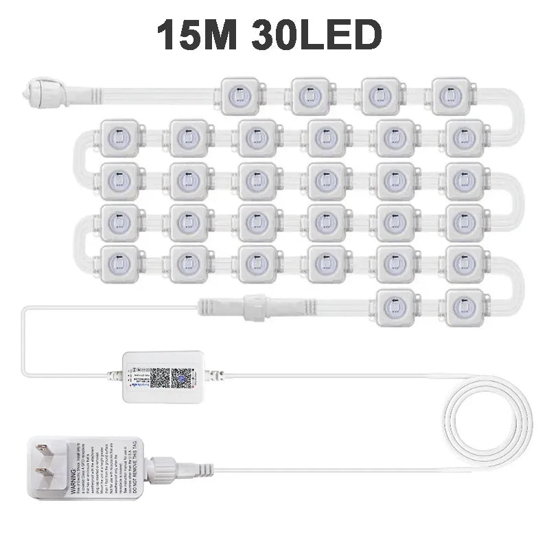 RGB Waterproof Permanent Outdoor LED String Lights, Bluetooth App, Voice and Button Control, IP67, US Plug for Eaves - product view 1