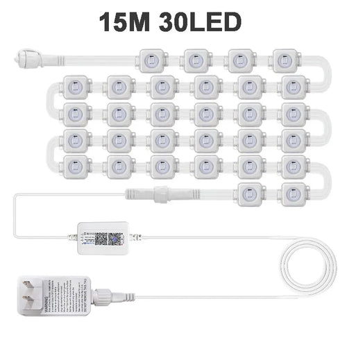RGB Waterproof Permanent Outdoor LED String Lights, Bluetooth App, Voice and Button Control, IP67, US Plug for Eaves - product view 1