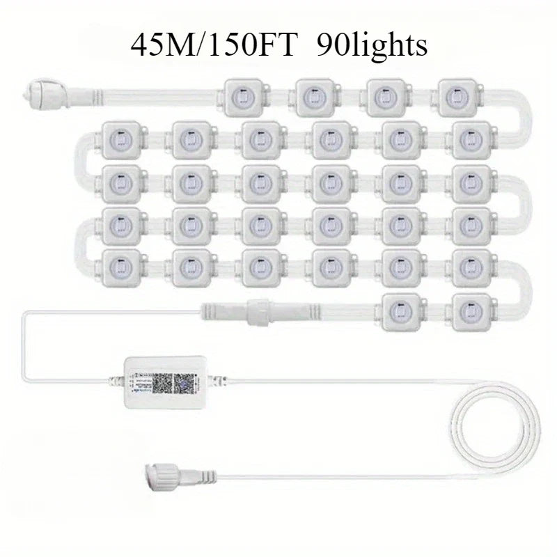 RGB Waterproof Permanent Outdoor LED String Lights, Bluetooth App, Voice and Button Control, IP67, US Plug for Eaves - product view 3