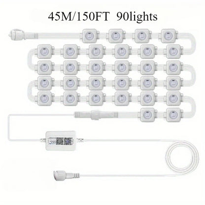 RGB Waterproof Permanent Outdoor LED String Lights, Bluetooth App, Voice and Button Control, IP67, US Plug for Eaves - product view 3