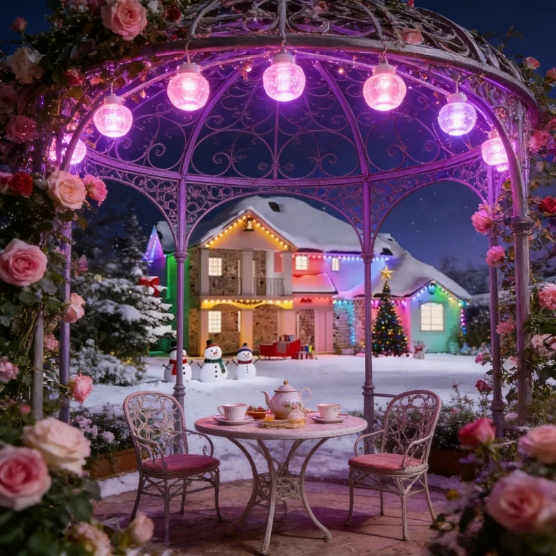 RGB Waterproof Permanent Outdoor LED String Lights, Bluetooth App, Voice and Button Control, IP67, US Plug for Eaves - product view 5