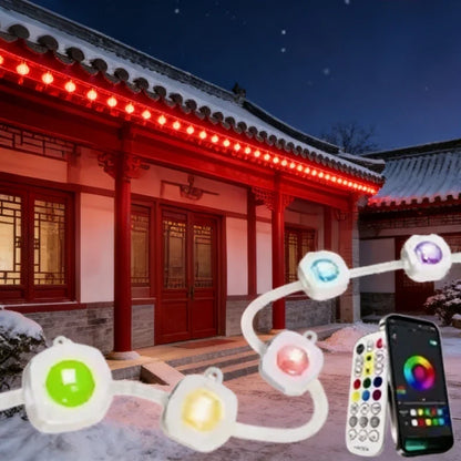 RGB Waterproof Permanent Outdoor LED String Lights, Bluetooth App, Voice and Button Control, IP67, US Plug for Eaves - product view 6