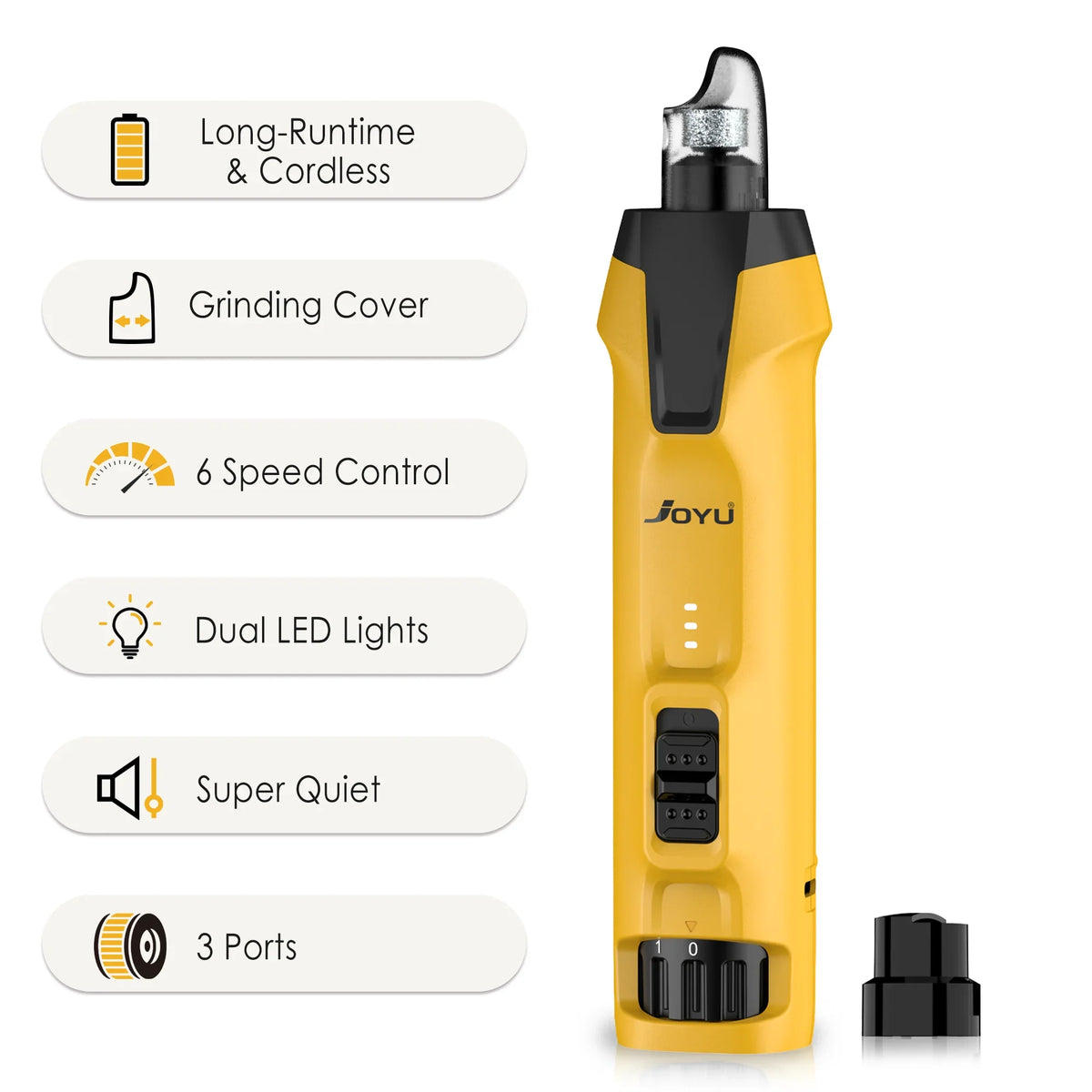 Rechargeable Pet Nail Grinder, 6-Speed Dog Nail Trimmer with Dual LED Lights, USB-C Charging and 2000 mAh Battery - product view 3