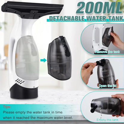 Cordless Window Vacuum with Rechargeable Spray Cleaning Set, 200 ml Tank and Squeegee Blade for Glass, Mirrors, Showers and Tiles - product view 4