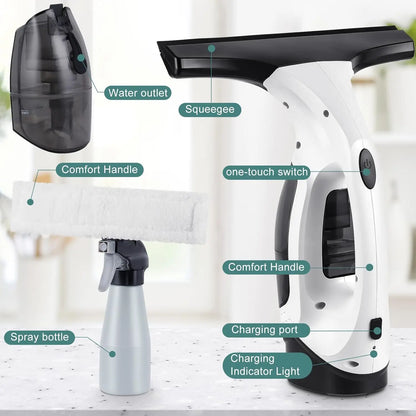 Cordless Window Vacuum with Rechargeable Spray Cleaning Set, 200 ml Tank and Squeegee Blade for Glass, Mirrors, Showers and Tiles - product view 6