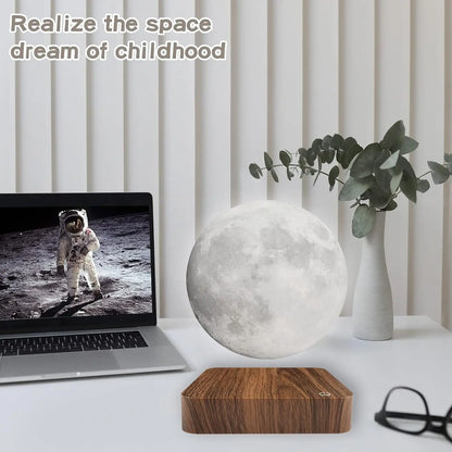 Magnetic Floating Moon Lamp, Rotating 3D LED Night Light, Three Color Temperatures with Wooden Base and US Plug - product view 6