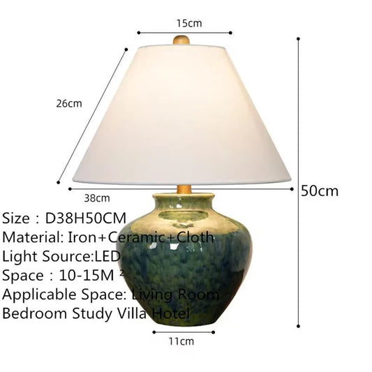 Contemporary Ceramic Bedside Table Lamp, LED Bulb Included, E27 Base, Knob Switch, AC Power and 90–260V - product view 1
