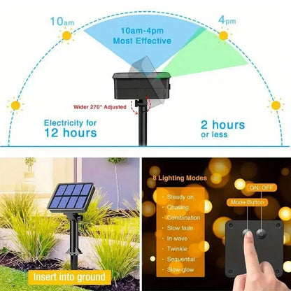 Solar String Lights, 8 Lighting Modes, IP65 Outdoor Decor, Warm White, White or RGB, 7m-30m Length Options for Patios - product view 4