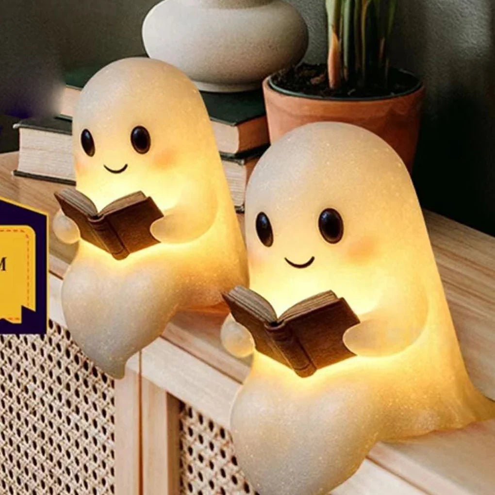 Halloween Ghost LED Night Light, Warm Battery-Powered Resin Reading Lamp in Two Sizes for Bedroom, Shelf and Party Décor - product view 4