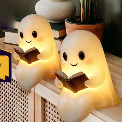 Halloween Ghost LED Night Light, Warm Battery-Powered Resin Reading Lamp in Two Sizes for Bedroom, Shelf and Party Décor - product view 4