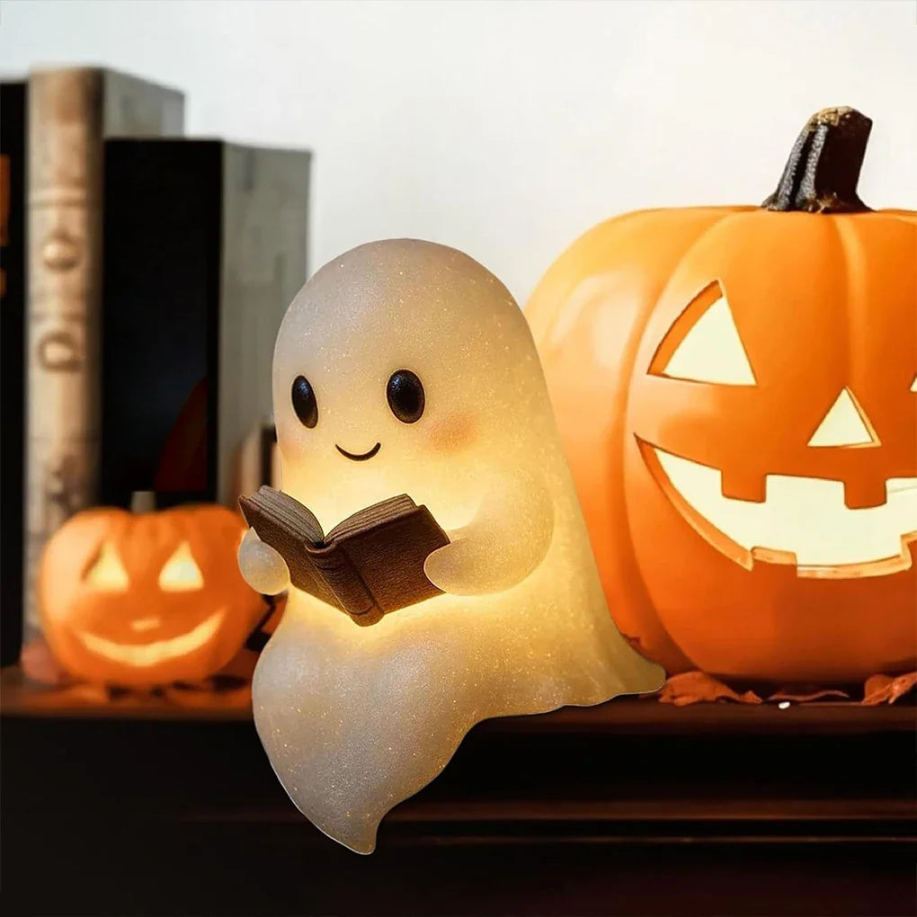 Halloween Ghost LED Night Light, Warm Battery-Powered Resin Reading Lamp in Two Sizes for Bedroom, Shelf and Party Décor - product view 5