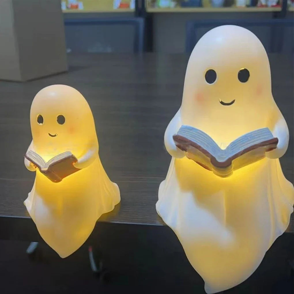 Halloween Ghost LED Night Light, Warm Battery-Powered Resin Reading Lamp in Two Sizes for Bedroom, Shelf and Party Décor - product view 6
