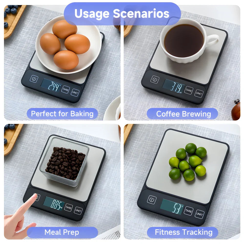 Digital Kitchen Scale, 10kg Capacity, LCD LED Display, 1g Accuracy, Battery Powered Food and Baking Weighing Scale - product view 6