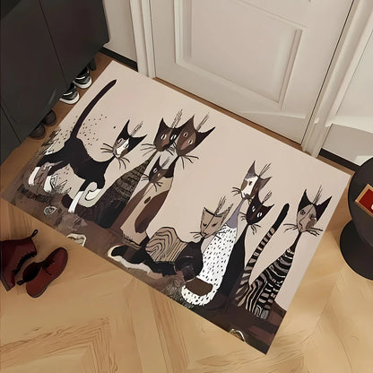 Cartoon Cat Kitchen Rug, Waterproof Anti-Slip Printed Polyester Mat with PVC Backing, Fade-Resistant Indoor or Outdoor Sizes - product view 5