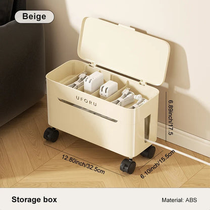 Cable Storage Box with Lid, Desktop Charging Cable Organizer with Compartments for Data Cables and Accessories - product view 1